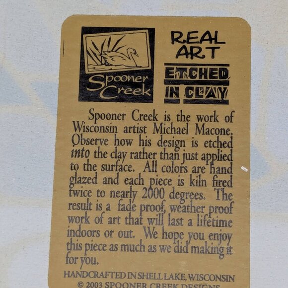 Spooner Creek Real Art Etched in Clay Michael Macone Welcome Hanging Plaque 8" - Picture 4 of 12